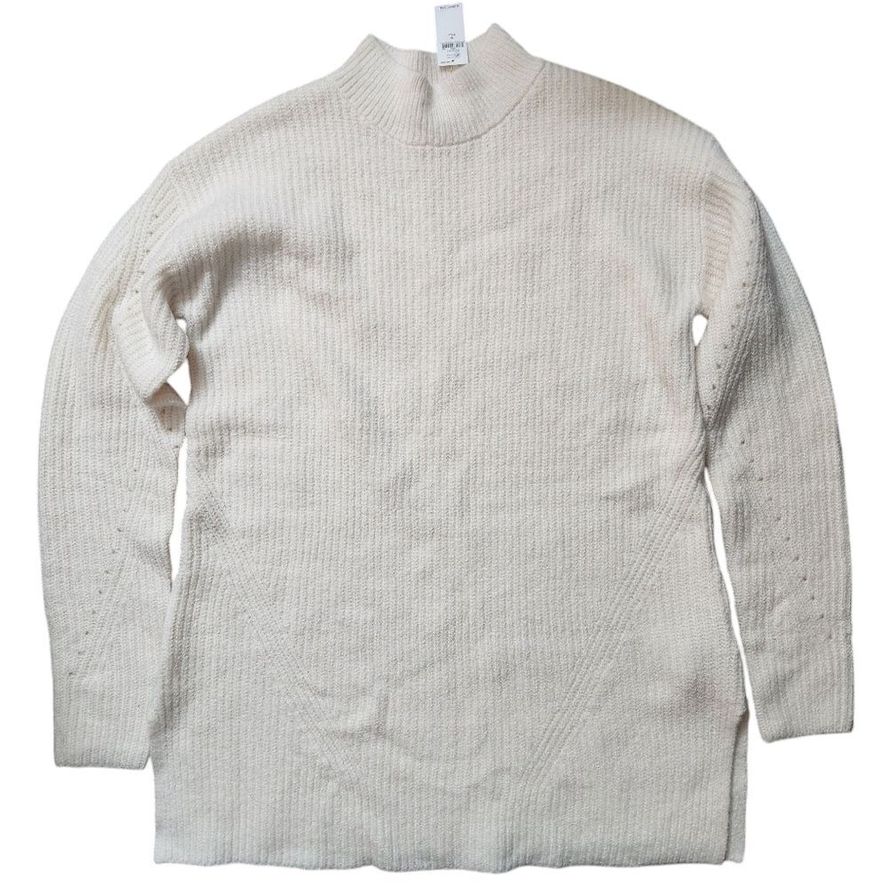 Old Navy Women's Mock Neck Slouchy Tunic Sweater Size M TALL Cream/Ivory NWT